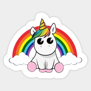 Unicorn "My Love" with rainbow and clouds Sticker